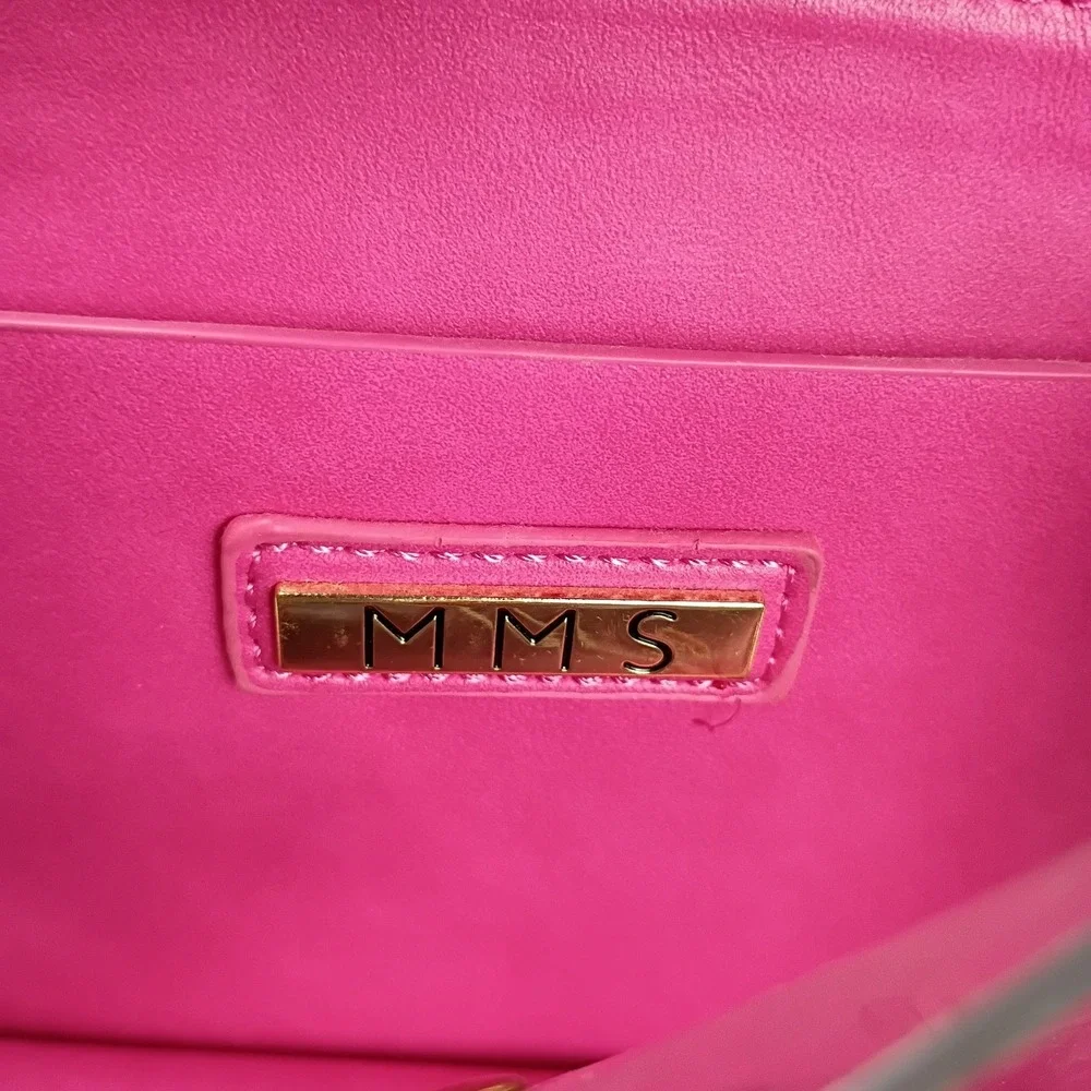 MMS Clear Satchel Bag Womens Small Hot Pink Crossbody Stadium Approved